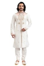 itailorman Ethnic Indian Designer Off-White Kurta Churidar for 2pc
