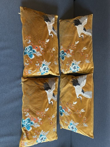 Gold crane embroidered - 4, x