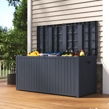 Large Plastic Garden Storage Box Outdoor Waterproof Deck Container Chest Shed UK
