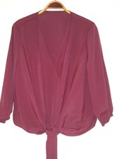 New-Kaleidoscope-dark burgundy blouse with front over tie shrug size 12 (sample)