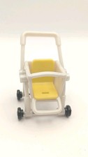Sylvanian Families Baby Buggy Pushchair Stroller 3.5" White Yellow Pink 2004 VTG