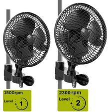 Hydroponic Oscillating Wall Fan 20W 2 Speed 8" Grow Tent Ventilation Clip On