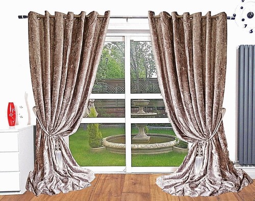 Crushed velvet curtains eyelet - curtains,