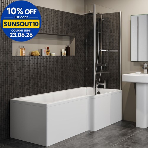 Shaped shower bath right - l,