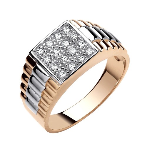 Mens 9ct gold silver - mens, cz