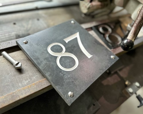 Large black slate house number - large,