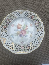 Vintage Perforated Porcelain Plate Floral 19cm Bavarian Schumann Arzberg 