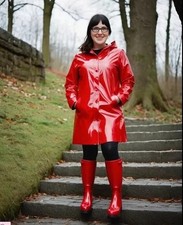 RED PVC Vinyl Hoodie womens
