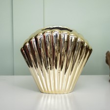 Chrome Gold Shell Vase Ceramic