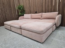 Sofa.com Ren Modular Sofa & 3x Footstools in Pavilion Pink Brushstroke RRP-£4090