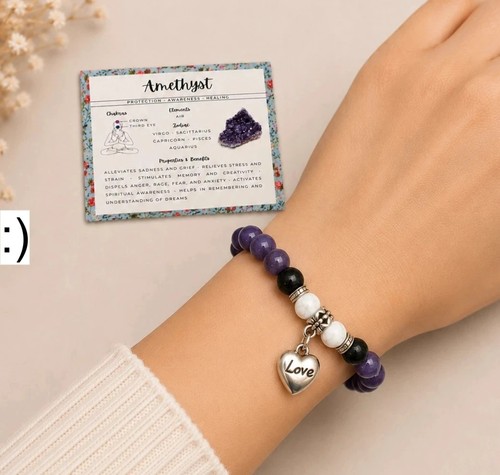 Amethyst love purple bead - love,