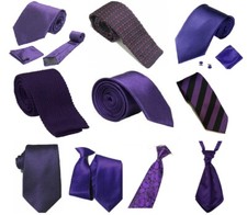 Purple Solid Paisley Jacquard Knitted Satin Tie Wedding lot joker Halloween