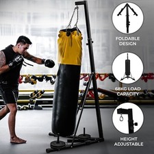 Folding Punch Bag Stand 68kg 150lbs Free-Standing Frame 7.5ft Boxing Heavy Duty