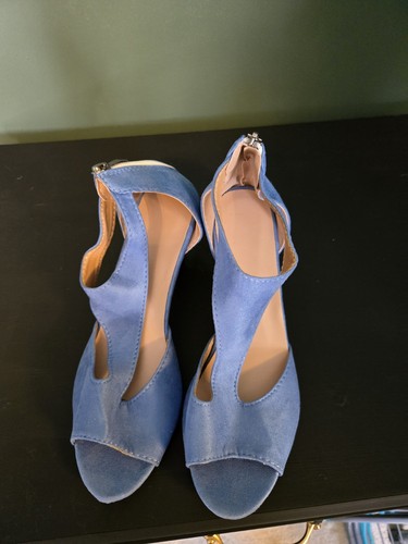 Faux suede peeptoe pale blue - faux,