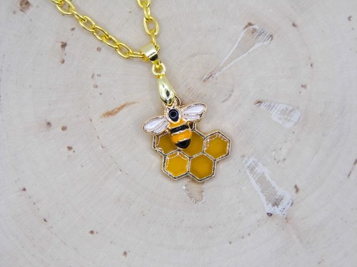 Bee and honeycomb necklace - honeycomb,