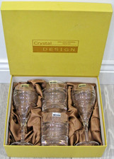 2x Crystal Wine & Whisky Glass Set-Cut Optical Swirl-Jasper Conran Style *New*
