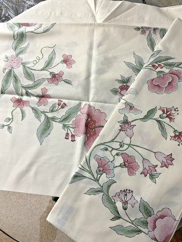 Pair vintage ivory polycotton - pair,