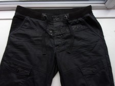 ENZO Black WAXED Cuffed Jeans