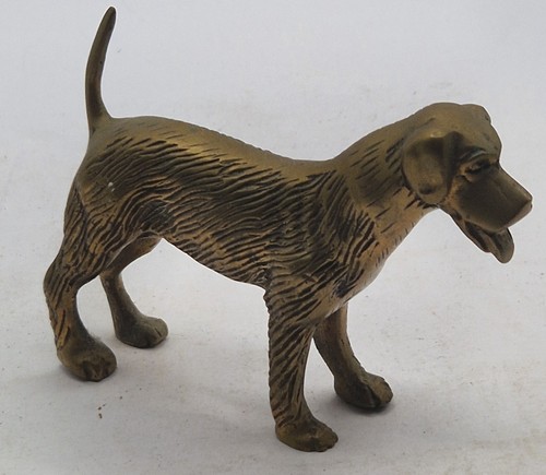 Brass dog hound tail tongue - hound, up