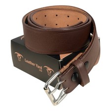 Mens Leather belts double Prong Heavy duty 100% genuine Leather black brown 