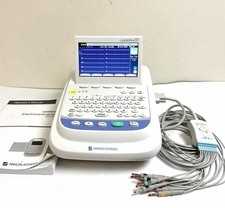 NIHON KOHDEN CARDIOFAX-M COLOUR ECG ELECTROCARDIOGRAPH EKG MACHINE + 12 LEADS