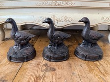3x Matching Rustic Vintage Cast Iron Duck Doorstops