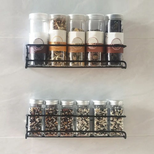 Black metal spice jar rack - metal,