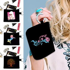 Print Women Girls Canvas Coin Card Bag Pouch Small Wallet Purse Money Holder UK