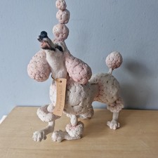 A Breed Apart Pink Poodle By Country Artists. Textured Poodle Statue. 