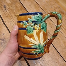 Vintage Majolica Barrel Jug