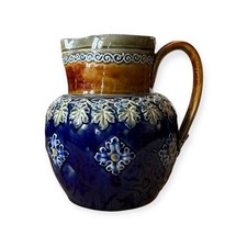 Doulton Lambeth Stoneware Jug Art Nouveau Oak Leaf Design c1895 England