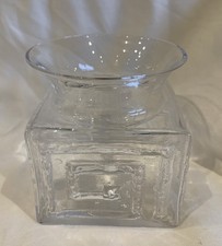 GREEK KEY TEXTURED GLASS VASE DESIGNED BY FRANK THROWER MID CENTURY MODERN