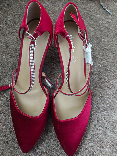 Women red satin pointed toe - pointed,