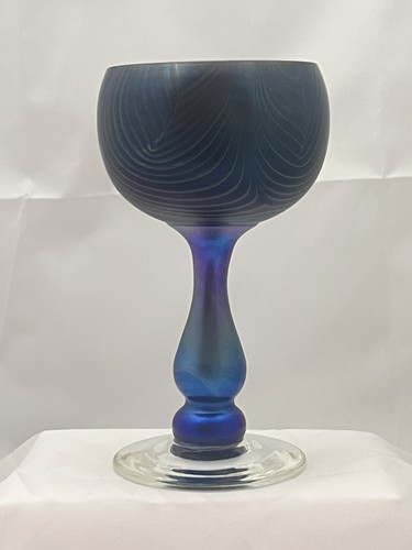 Okra glass iridescent goblet - glass,