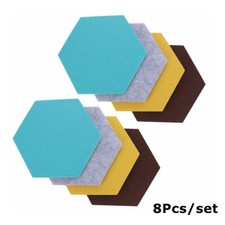 8X Adhesive Felt Cork Board Tiles Hexagon Push Pin Board 14x12cm Wall Decoration