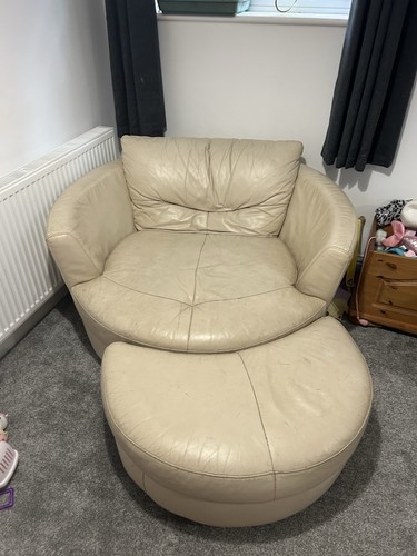 Leather rotating cuddle chair - leather,