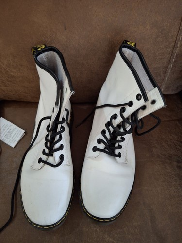 Martens white leather boots - martens,