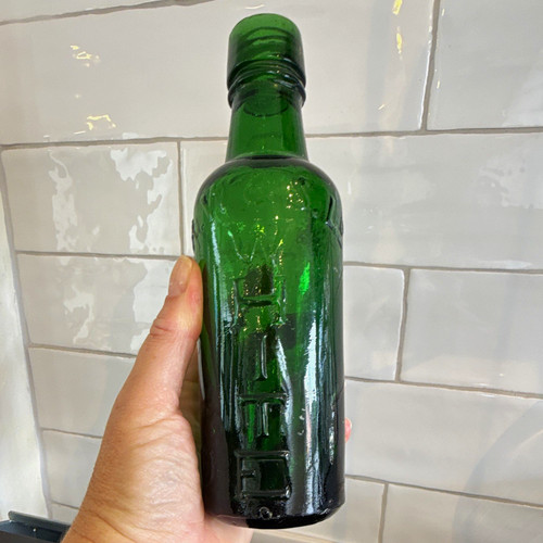 Vintage green glass bottle - vintage,