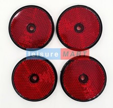 4 X Red Reflectors Screw On Round 60mm Trailers Caravans Trucks Gate Posts