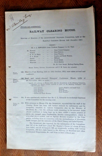 Railway clearing house minutes - railway,