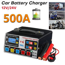 500A HEAVY DUTY 12V/24V AUTOMATIC CAR BATTERY CHARGER SMART PULSE REPAIR TRICKLE