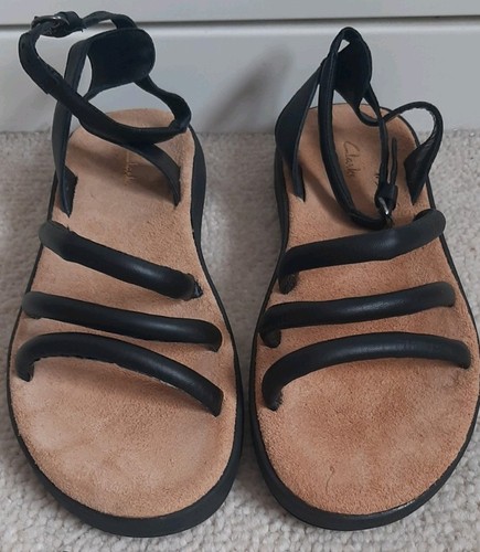 New clarks black leather flat - new!,