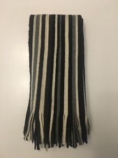 Men's Black, White and Grey Striped Scarf