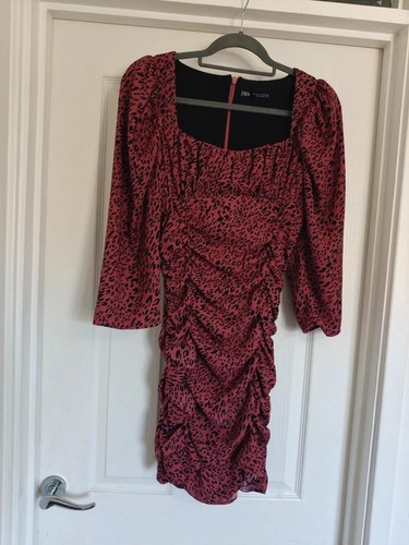 Zara pink leopard print ruched - print,