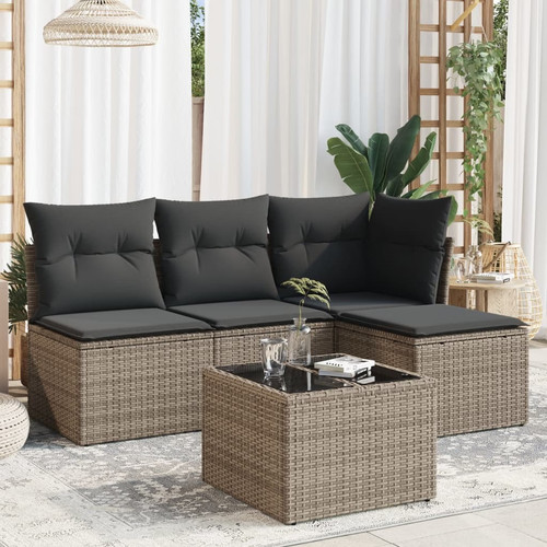 Garden sofa set grey rattan - sofa, pe