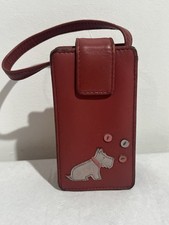 Radley Mobile Phone Case Bag Red Leather Dog Logo with Handle Vintage