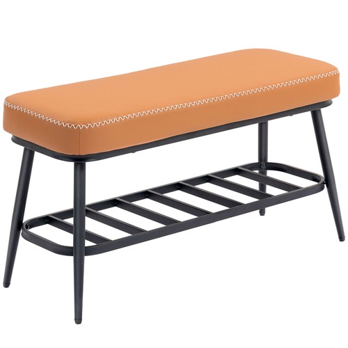 Leather shoe storage bench - shoe,