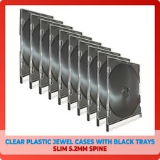 10 Clear Plastic Slim Single DVD CD Jewel Case Cases 5.2mm Spine Slimline Black
