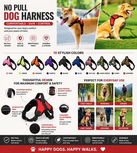 Dog harness adjustable - dog,