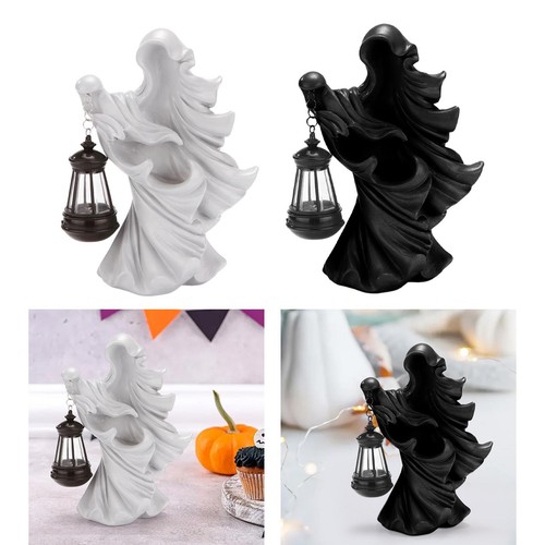 Witch statue with lantern - witch,